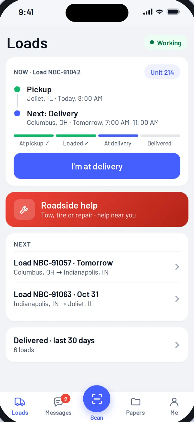 Driver app: the load step by step
