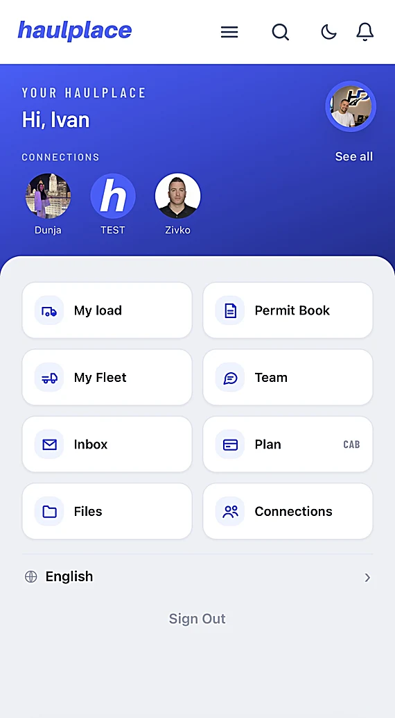 The haulplace driver home on a phone